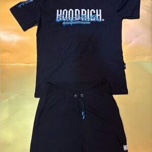 Hoodrich OG Splatter Shirt & Shorts Outfit - Size Medium - Black